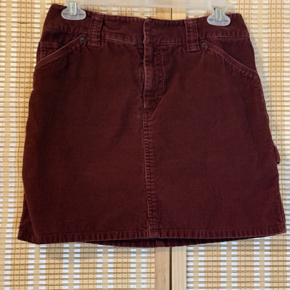Gap Womens 4 Mini Skirt Corduroy Cargo Burgundy‎ Streetwear Boho Whimsigoth